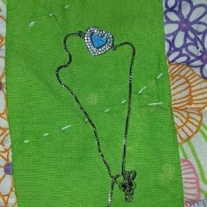 Silver with Opal inset Heart Pendant Necklace wi